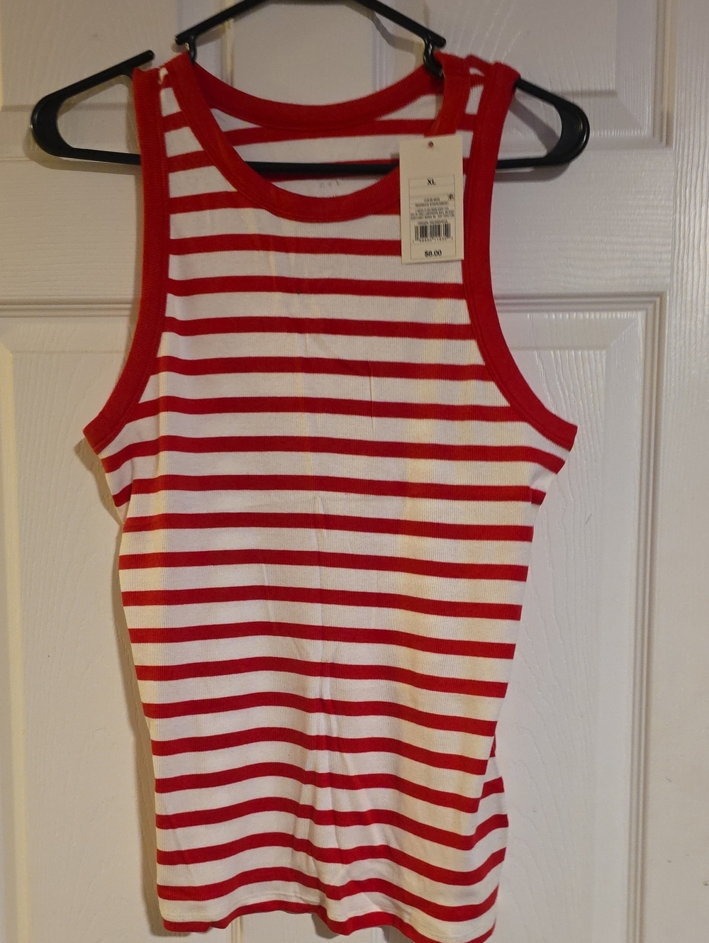 a new day Red & White Striped Tank Top - Sleeveless